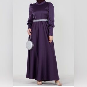 Elegant Purple Modest evening Maxi Dress